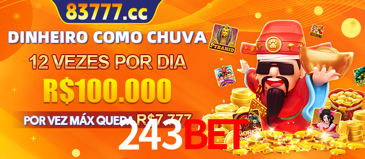 Banner do programa de recompensas Recomende para amigos do 243bet, detalhando os bônus por convidar amigos, com prêmios que chegam a R$288.888.
