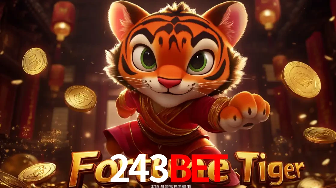O carismático mascote do jogo de slot Fortune Tiger, um tigre fofo em pose de artes marciais, pronto para trazer sorte e multiplicadores de ganhos no cassino online 243bet.